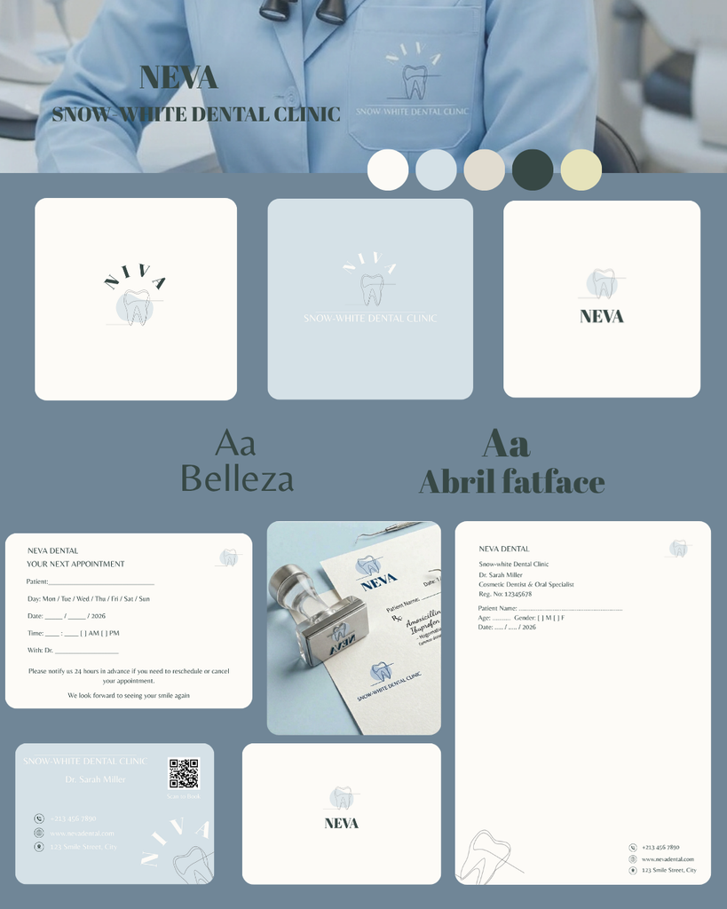 Neva Dental Exclusive Brand Kit – Premium Medical Identity, Print Layouts & Dental Clinic Marketing Templates